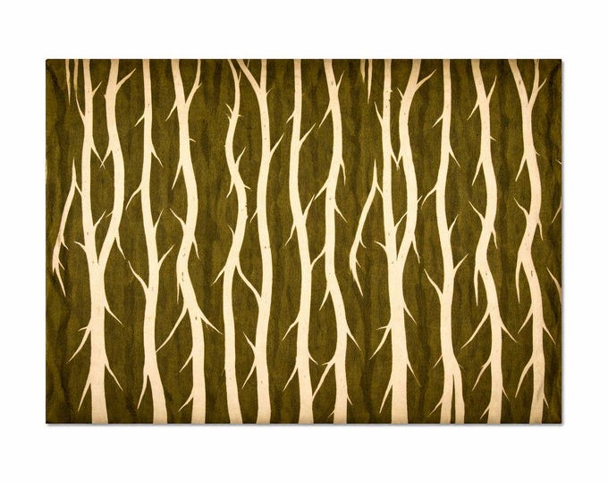 Moss Green Forest Rug – Woodland Tree Pattern Area Carpet – Nature Inspired Living Room