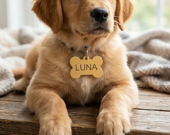 Gepersonaliseerde hondenpenning in de vorm van een bot met gravure, aluminium, 10 kleuren, adreslabel voor honden en katten, naamplaatje, identificatieplaatje, plaquette