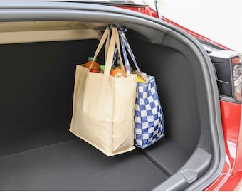 Soporte para bolsas para Tesla Model 3 – 3 posiciones de colgado | Gancho para maletero | Soporte para chaqueta | Ahorra espacio | Gancho impreso en 3D | Ayuda para compras