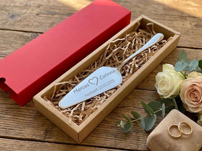 Personalized cake server with engraving, wedding gift with names & date, stainless steel, gift for the bride and groom, cake shovel, cake lifter