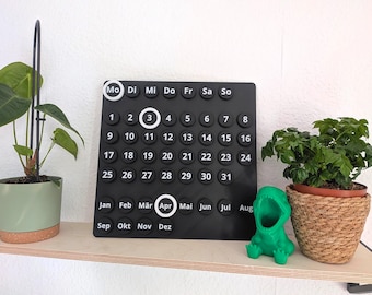 Eeuwigdurende kalender – Minimalistische zwart-witte bureaukalender, eindeloze kalender, vintage kalender, retro kalender