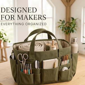 15 Pocket Craft Tote Sewing Pattern, Beginner Friendly Organizer Bag (Digital Download)