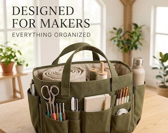 15 Pocket Craft Tote Sewing Pattern, Beginner Friendly Organizer Bag (Digital Download)