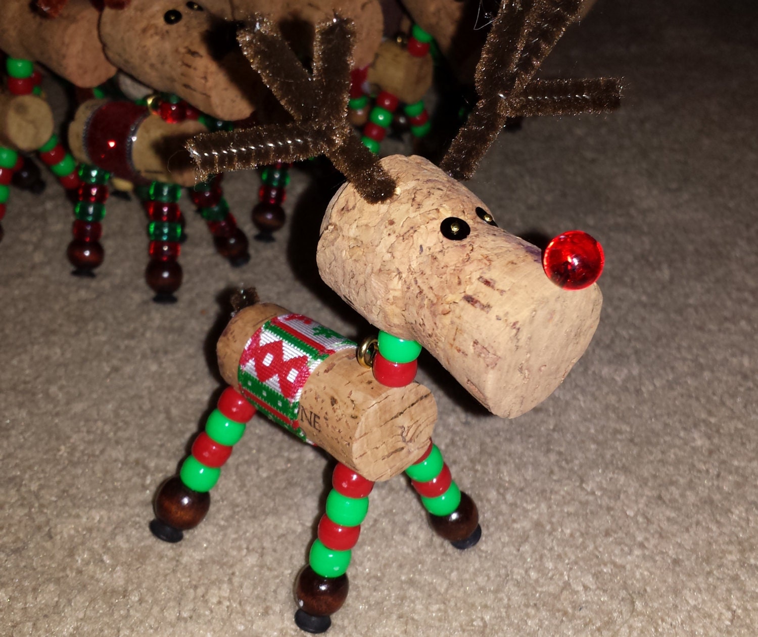 Wine Cork Reindeer Ornaments Etsy