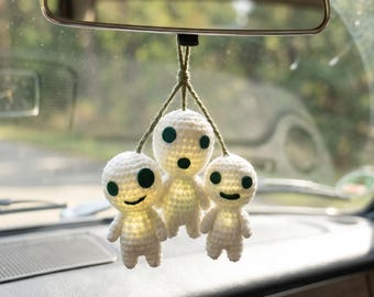 Handmade Crochet Mysterious Spirit Keychain - Cute Spooky Ghost Bag Charm, Kawaii Anime Inspired Plushie, Unique Emotional Support Gift