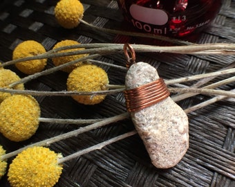 Beach Sand Stone Pendant | Wire Wrapped & Electroformed Necklace