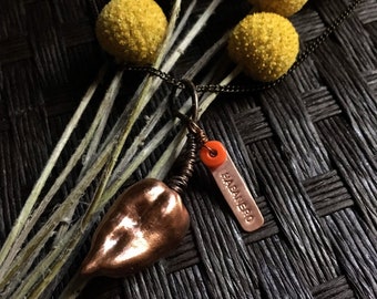 Habanero Pepper Specimen Necklace | Copper Electroformed Pendant