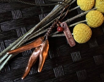 Bird's Eye Pepper Specimen Necklace | Copper Electroformed Pendant