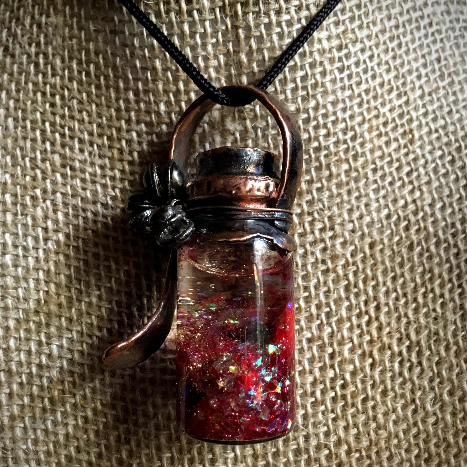Love Potion Bottle Pendant Copper Electroformed Necklace Etsy