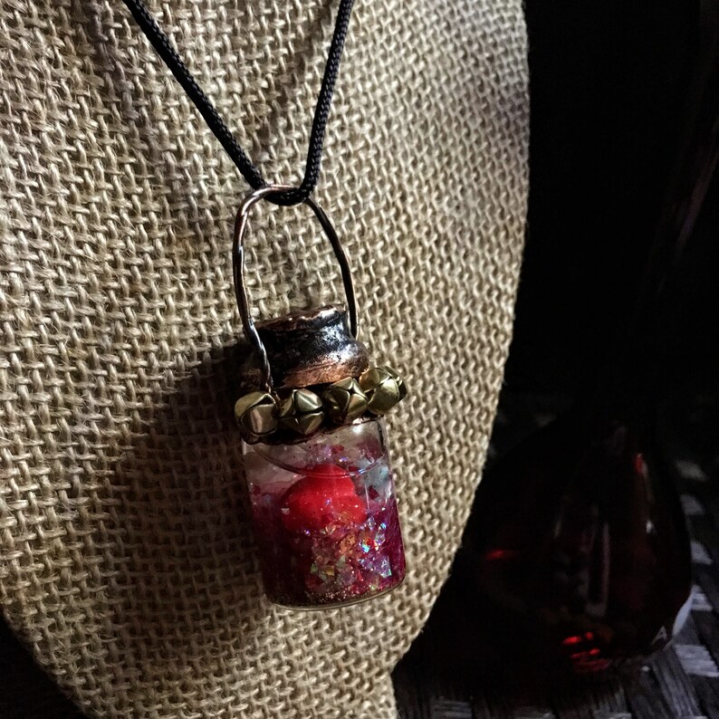 Love Potion Bottle Pendant Copper Electroformed Necklace Etsy