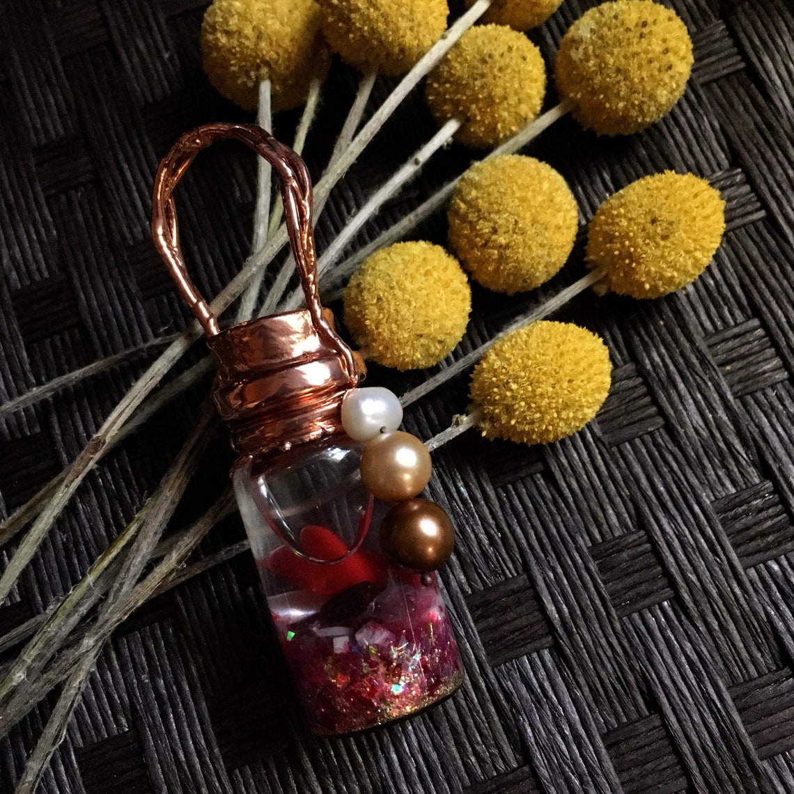 Love Potion Bottle Pendant Copper Electroformed Necklace Etsy