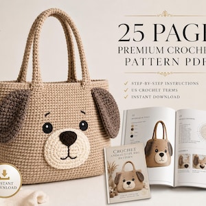 Patrón de bolso de mano de ganchillo con forma de animal en PDF, patrón de bolso de ganchillo, ganchillo para principiantes, patrón de bolso de mano bonito, descarga digital