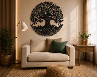 Black Metal Tree of Life Wall Art | Rustic Modern Nature Decor