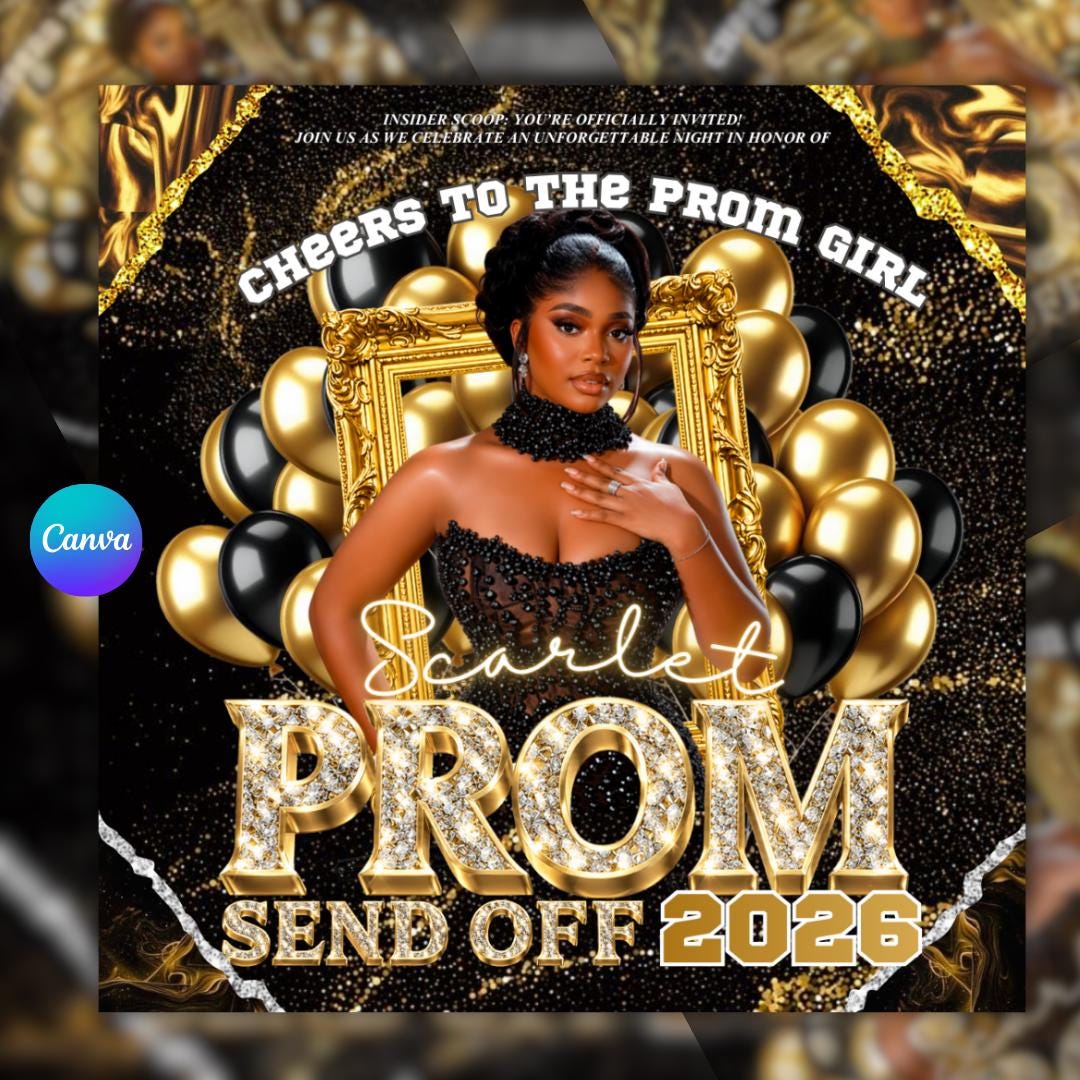 Black Gold Prom Send off Flyer, 2026 Prom Send off Event, Prom Queen ...
