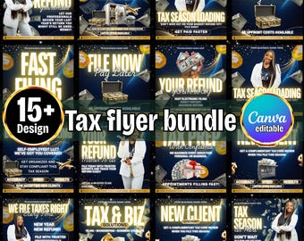 20 Steuer-Profi-Flyer-Bundle, Steuer-Prep-marketing, Steuer-Canva-Vorlage, Steuer-Prep-Vorlagen, bearbeitbares Steuer-Vorbereitungs-Bundle für Adviser