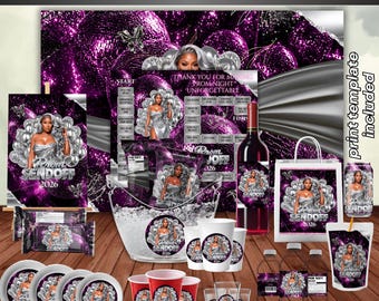 Silber Abschlussball sendoff Treat-Vorlage, Abschlussball Party Favor Bundle, Abschlussball Hintergrund, Abschlussball Geschenktasche, Abschlussball Chip Tasche, Abschlussball Styroporaufkleber, DIY Canva
