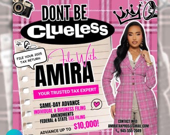 Pink Clueless Steuer Flyer, Steuer-Vorbereitungs-Flyer-Vorlage, Steuer-Vorbereitungs-Flyer, Steuer-Vorbereitungssaison-Flyer, Buchhalter-Flyer, Steuerrückerstattungs-Werbung