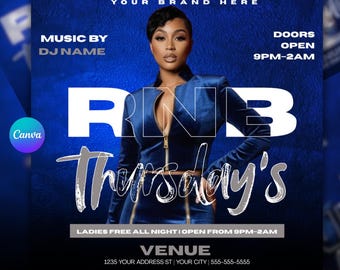 R & B Christmas Party Flyer, Urban Club Flyer, Ladies Night Party Flyer, DJ Event Party Flyer, Club-Promo-Flyer, Canva-Vorlage