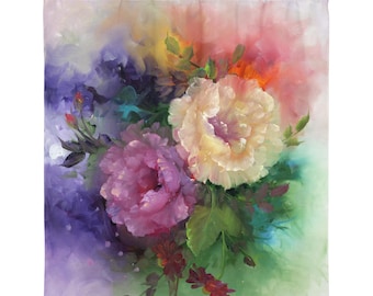 Blue Floral Shower curtain