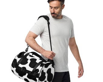 Black Cow Print Gym Bag