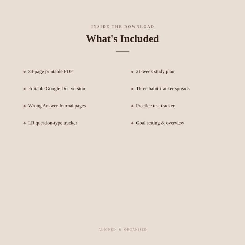 LSAT Study Planner & Wrong Answer Journal | Editable Google Doc + Printable PDF | 21-Week Schedule, PT and L R Trackers image 14