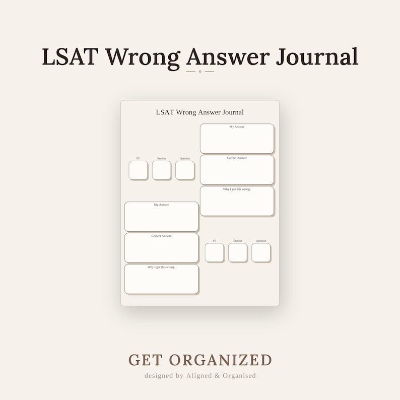 LSAT Wrong Answer Journal: Printable Study Tracker (Digital PDF) image 1