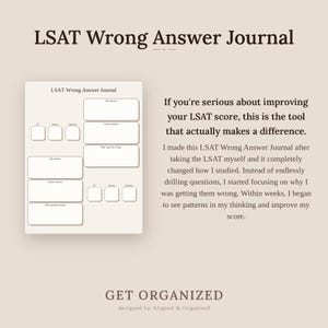 LSAT Wrong Answer Journal: Printable Study Tracker (Digital PDF) image 2