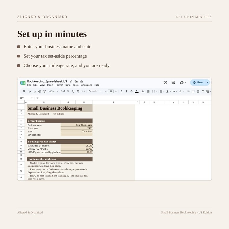 Small Business Bookkeeping Spreadsheet | Google Sheets Income Expense & Profit Tracker | Sales Tax and 1099-K image 3