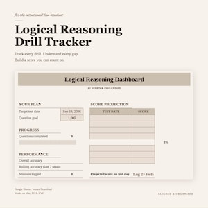 LSAT Logisches Schließen Bohr-Tracker | Google Sheets Lernlog (Digitaler Download) Bild 1