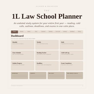 1L Law School Planner | Undated Digital Law Student Planner | GoodNotes iPad PDF | Cold Call Log, Reading & Outline Tracker, Exam Prep