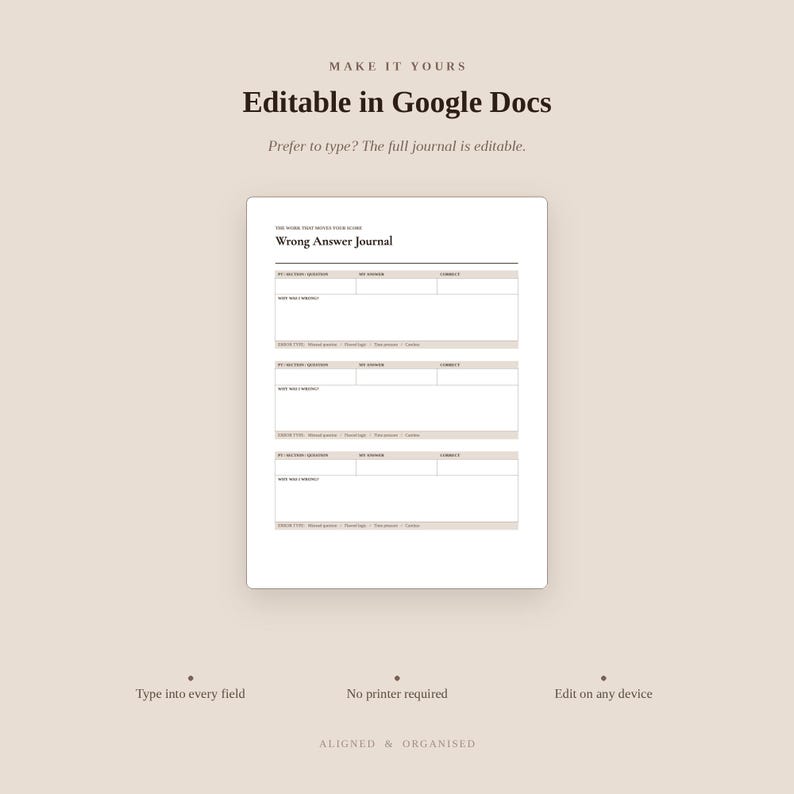 LSAT Study Planner & Wrong Answer Journal | Editable Google Doc + Printable PDF | 21-Week Schedule, PT and L R Trackers image 5