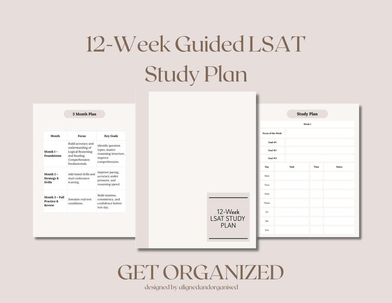 12-week LSAT Guided Study Planner, Printable Study Guide, LSAT ...