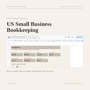 Small Business Bookkeeping Spreadsheet | Google Sheets Income Expense & Profit Tracker | Sales Tax and 1099-K image 1