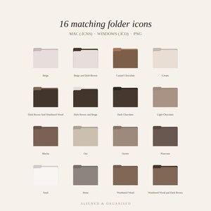 Desktop Wallpaper Organizer + Calendar & Folder Icons | Aesthetic Neutral Desktop Background for Mac, Windows | 2026-2027 Boho Minimal image 8