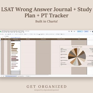 LSAT Study Planner, Wrong Answer Journal, PT Tracker (Google Sheet + PDF Guide)