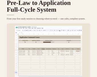Law School Application Tracker | Google Sheets, PDF Planner (School List, Scholarship Tools)