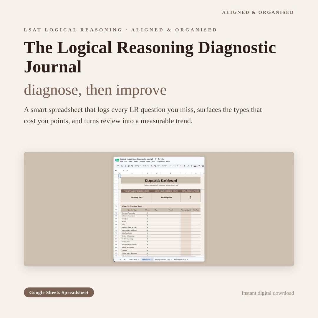 LSAT Logical Reasoning Diagnostic Journal | Wrong Answer Tracker ...