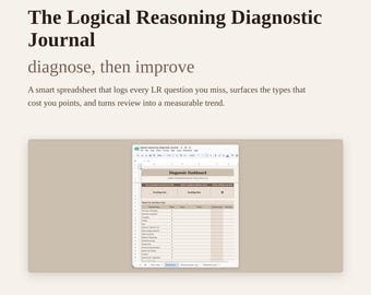 LSAT Logical Reasoning Diagnostic Journal | Wrong Answer Tracker (Google Sheets Download)