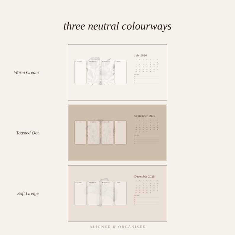 Desktop Wallpaper Organizer + Calendar & Folder Icons | Aesthetic Neutral Desktop Background for Mac, Windows | 2026-2027 Boho Minimal image 5