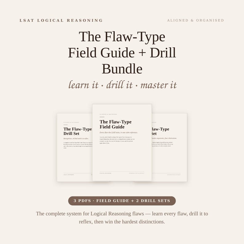 LSAT Logical Reasoning Flaw Field Guide + Drill Sets (PDFs) image 1