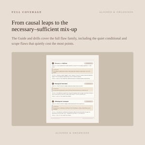 May include: A beige educational document titled From causal leaps to the necessary-sufficient mix-up. It features three sections detailing logical flaws: Necessary vs. Sufficient, Denying the Antecedent, and Affirming the Consequent with text.