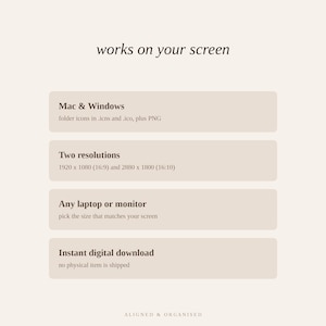 Desktop Wallpaper Organizer + Calendar & Folder Icons | Aesthetic Neutral Desktop Background for Mac, Windows | 2026-2027 Boho Minimal image 10