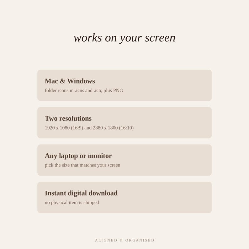 Desktop Wallpaper Organizer + Calendar & Folder Icons | Aesthetic Neutral Desktop Background for Mac, Windows | 2026-2027 Boho Minimal image 10