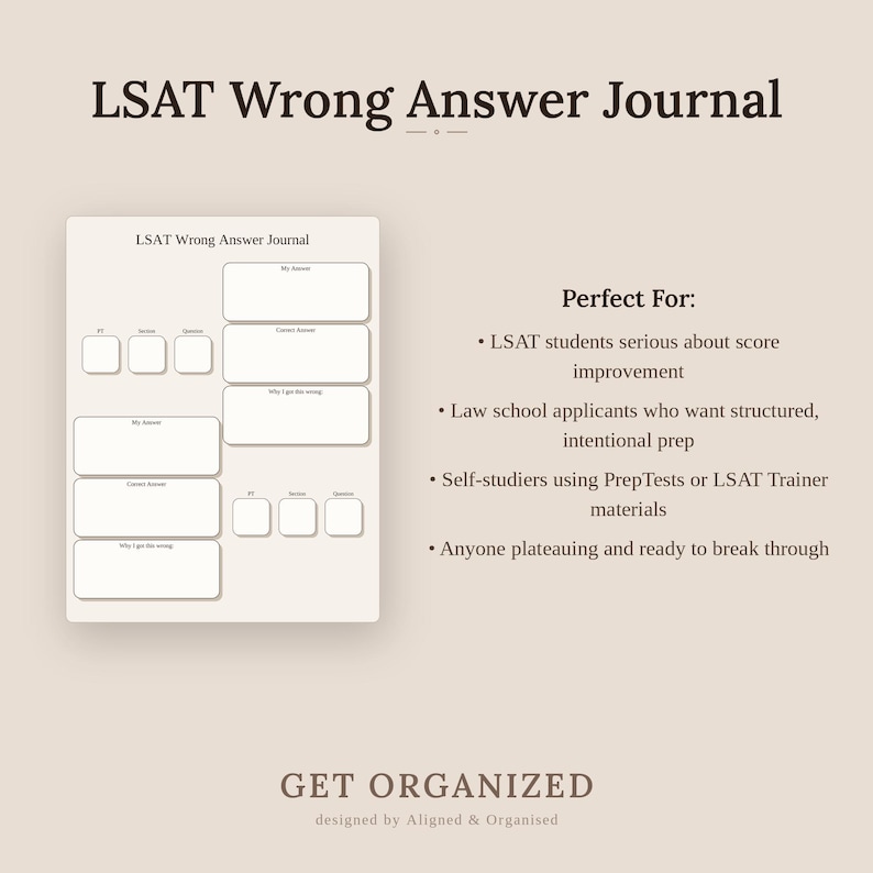 LSAT Wrong Answer Journal: Printable Study Tracker (Digital PDF) image 6
