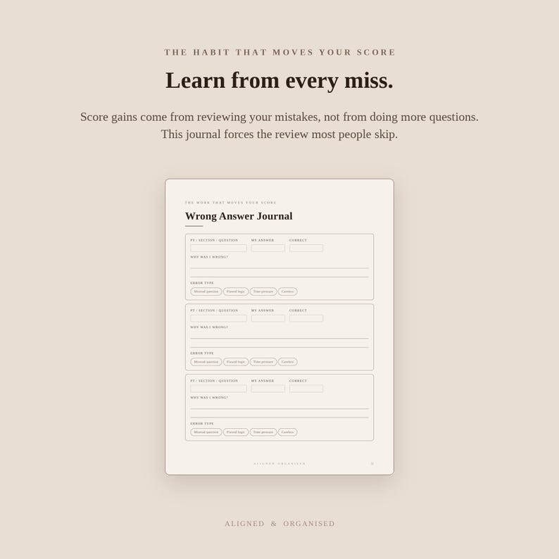 LSAT Study Planner & Wrong Answer Journal | Editable Google Doc + Printable PDF | 21-Week Schedule, PT and L R Trackers image 3