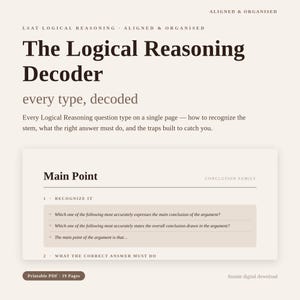 LSAT Logical Reasoning Decoder | Question Type Strategy Guide (Printable PDF)
