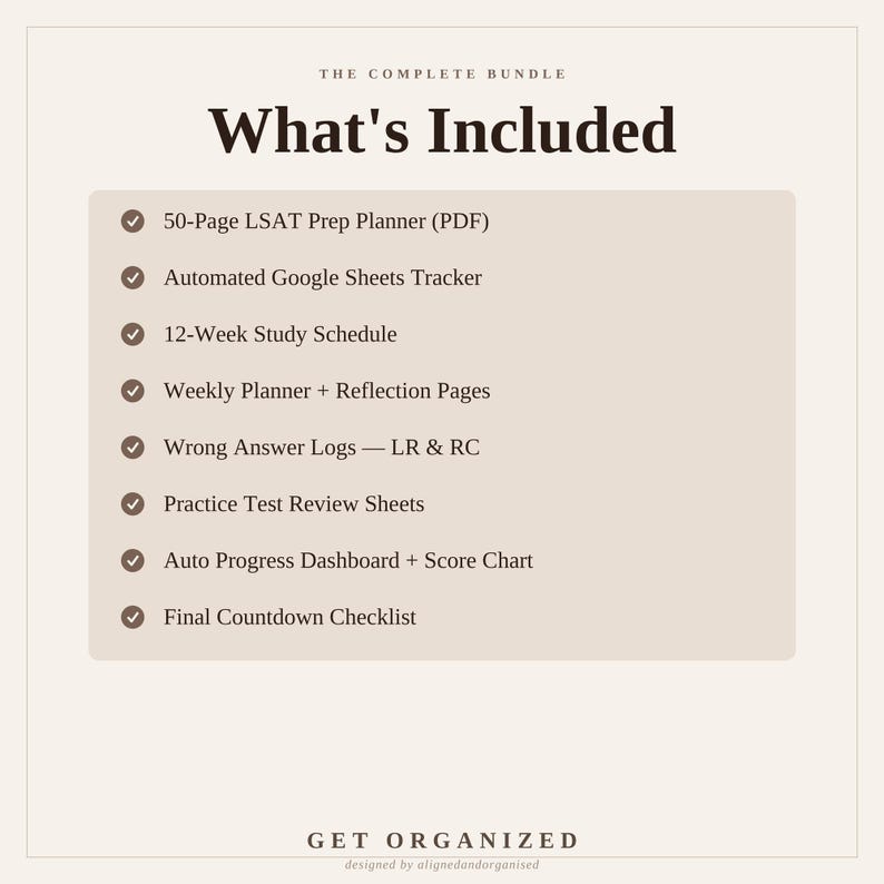 LSAT Prep Planner Bundle | PDF Schedule, Google Sheets Tracker (Digital Download) image 9