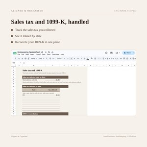 Small Business Bookkeeping Spreadsheet | Google Sheets Income Expense & Profit Tracker | Sales Tax and 1099-K image 7