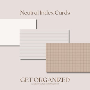 Neutral Digital Index Cards – Cream, Beige & Light Brown (Blank, Lined, Graph) | 9-Pack Set