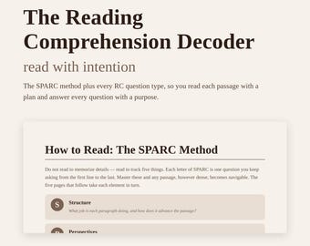 LSAT Reading Comprehension Decoder | SPARC Method Study Guide (PDF Download)